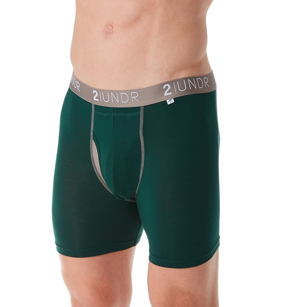 2UNDR 2U01BB Swing Shift Modal Stretch 6 Inch Boxer Briefs (Dark Green)