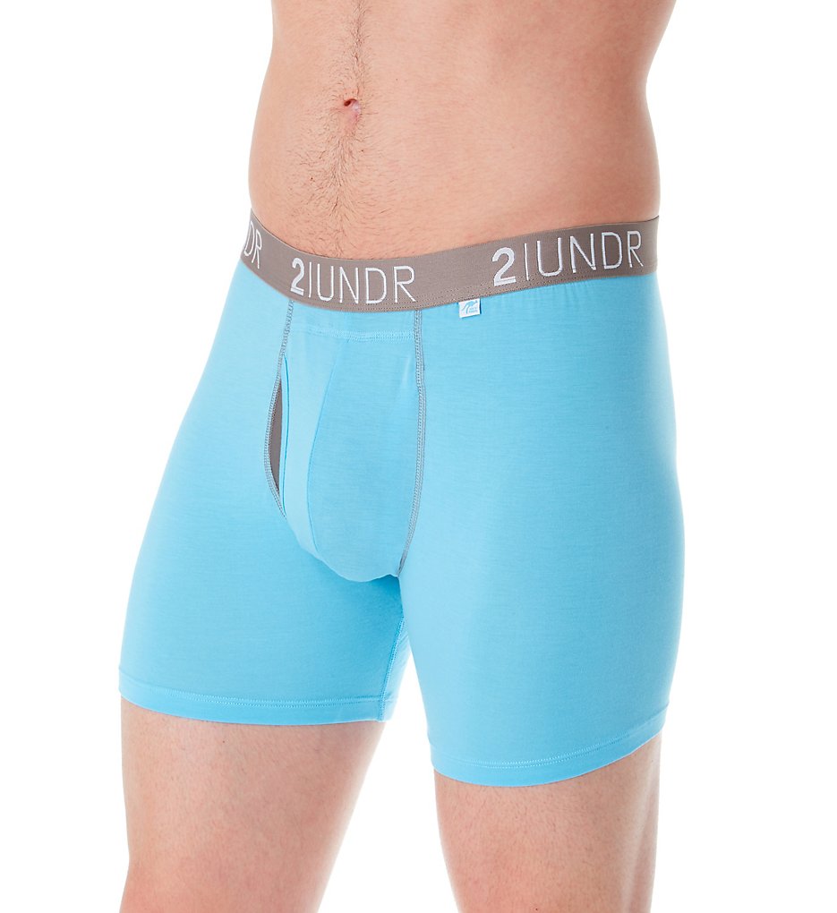 2UNDR 2U01BB Swing Shift Modal Stretch 6 Inch Boxer Briefs (Light Blue Ribbon)