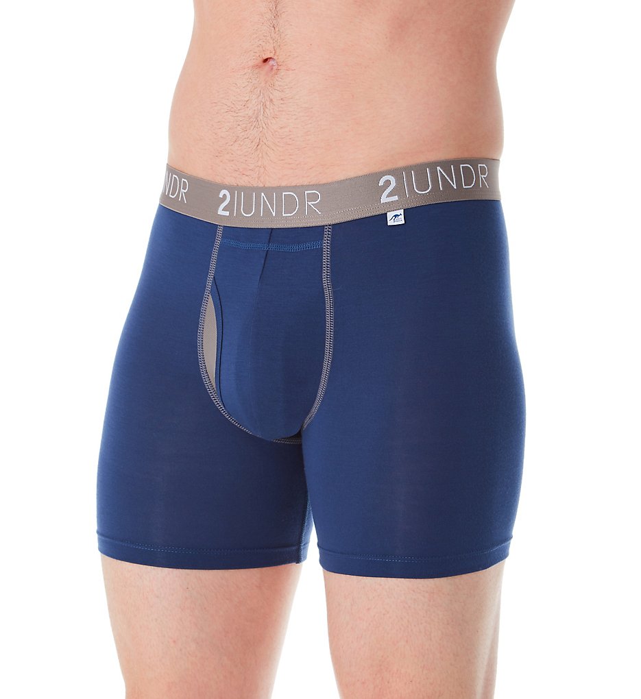 2UNDR 2U01BB Swing Shift Modal Stretch 6 Inch Boxer Briefs (Navy/Grey)