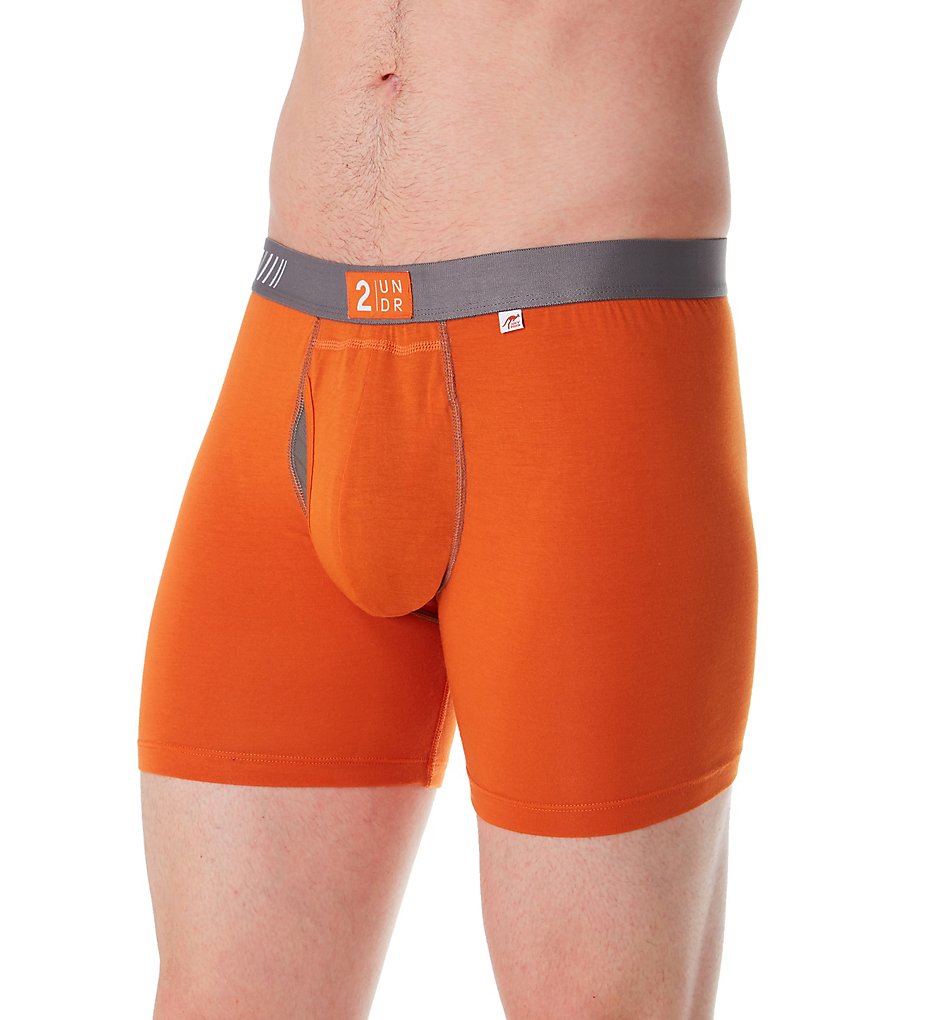 2UNDR 2U01BB Swing Shift Modal Stretch 6 Inch Boxer Briefs (Orange/Grey)