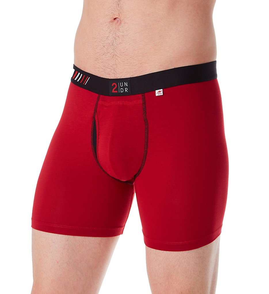 2UNDR 2U01BB Swing Shift Modal Stretch 6 Inch Boxer Briefs (Red/Red)
