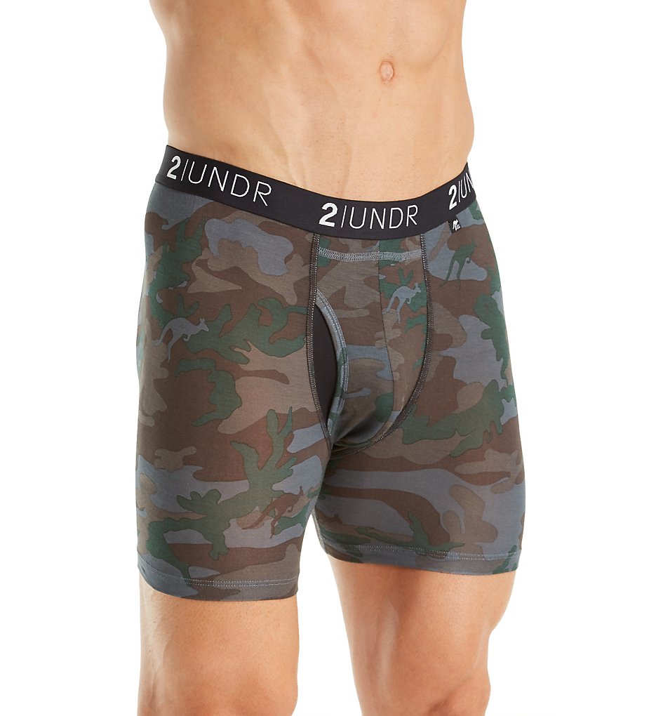2UNDR 2U01BB-P Swing Shift Modal 6 Inch Printed Boxer Briefs (Dark Camo)