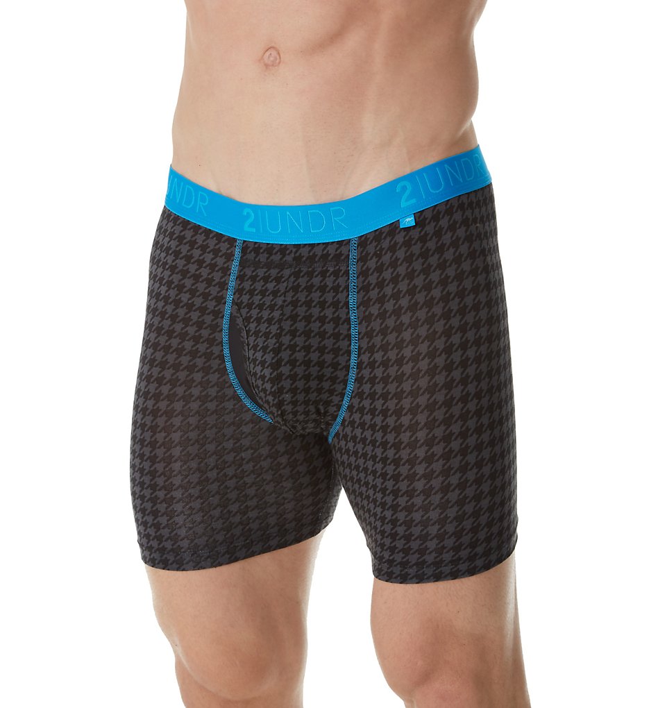 2UNDR 2U01BB-P Swing Shift Modal 6 Inch Printed Boxer Briefs (Dogtooth)