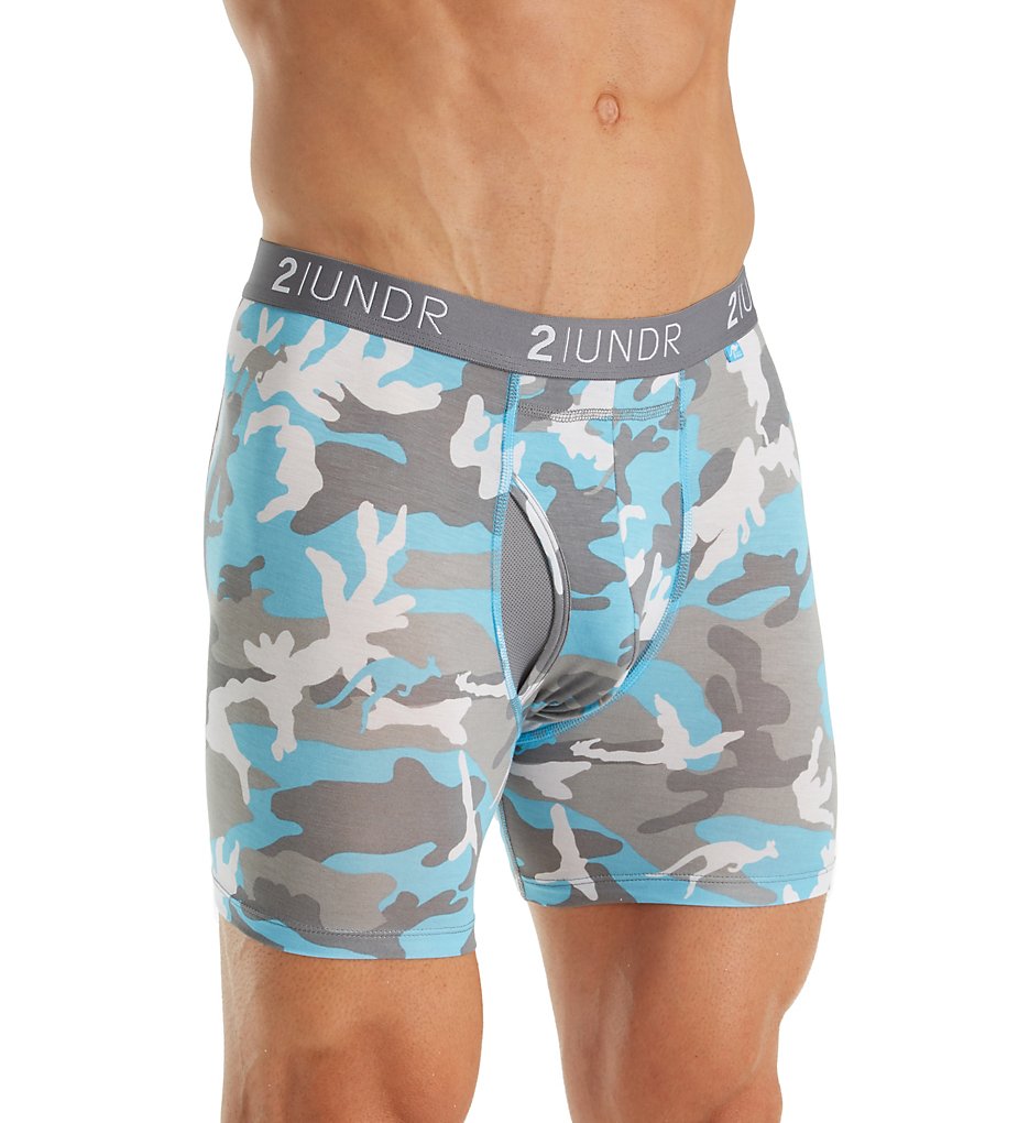 2UNDR 2U01BB-P Swing Shift Modal 6 Inch Printed Boxer Briefs (Ice Camo)