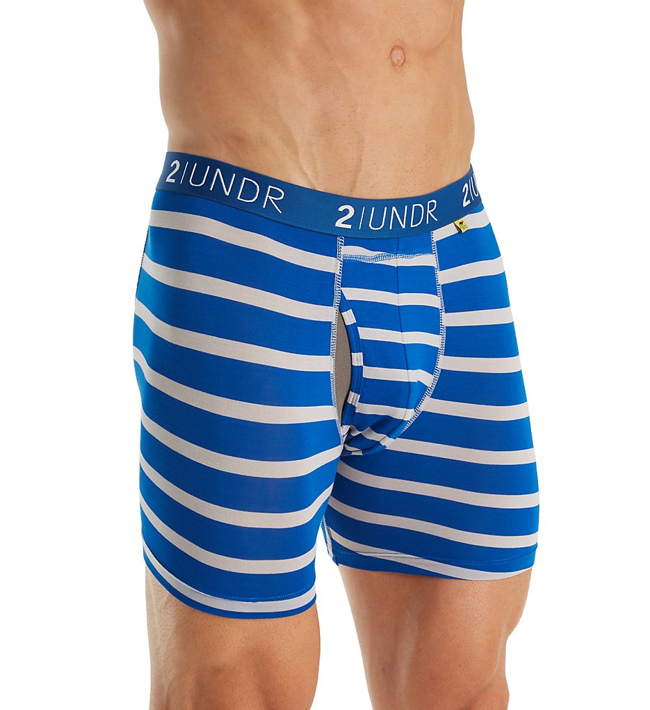 2UNDR 2U01BB-S Swing Shift Stretch 6 Inch Stripe Boxer Briefs (Nautical Stripes)