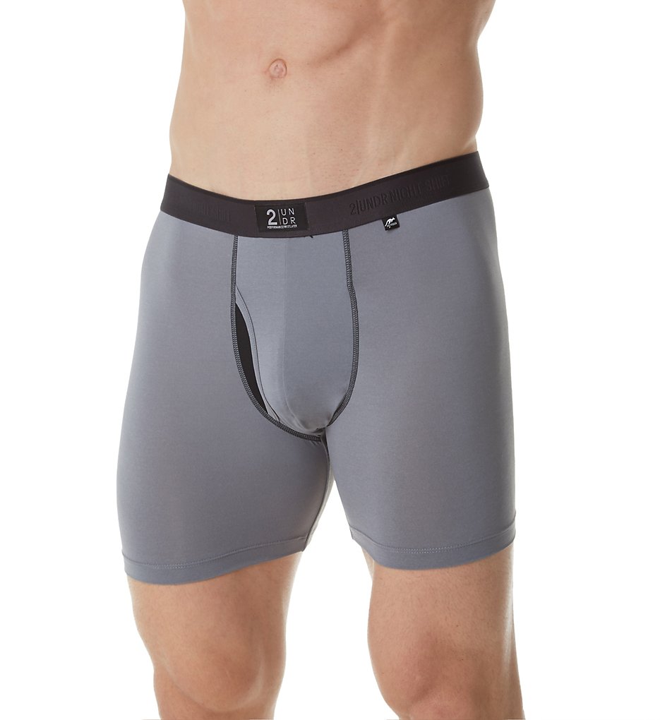 2UNDR 2U12BB Night Shift Performance 6 Inch Boxer Briefs (Light Grey)