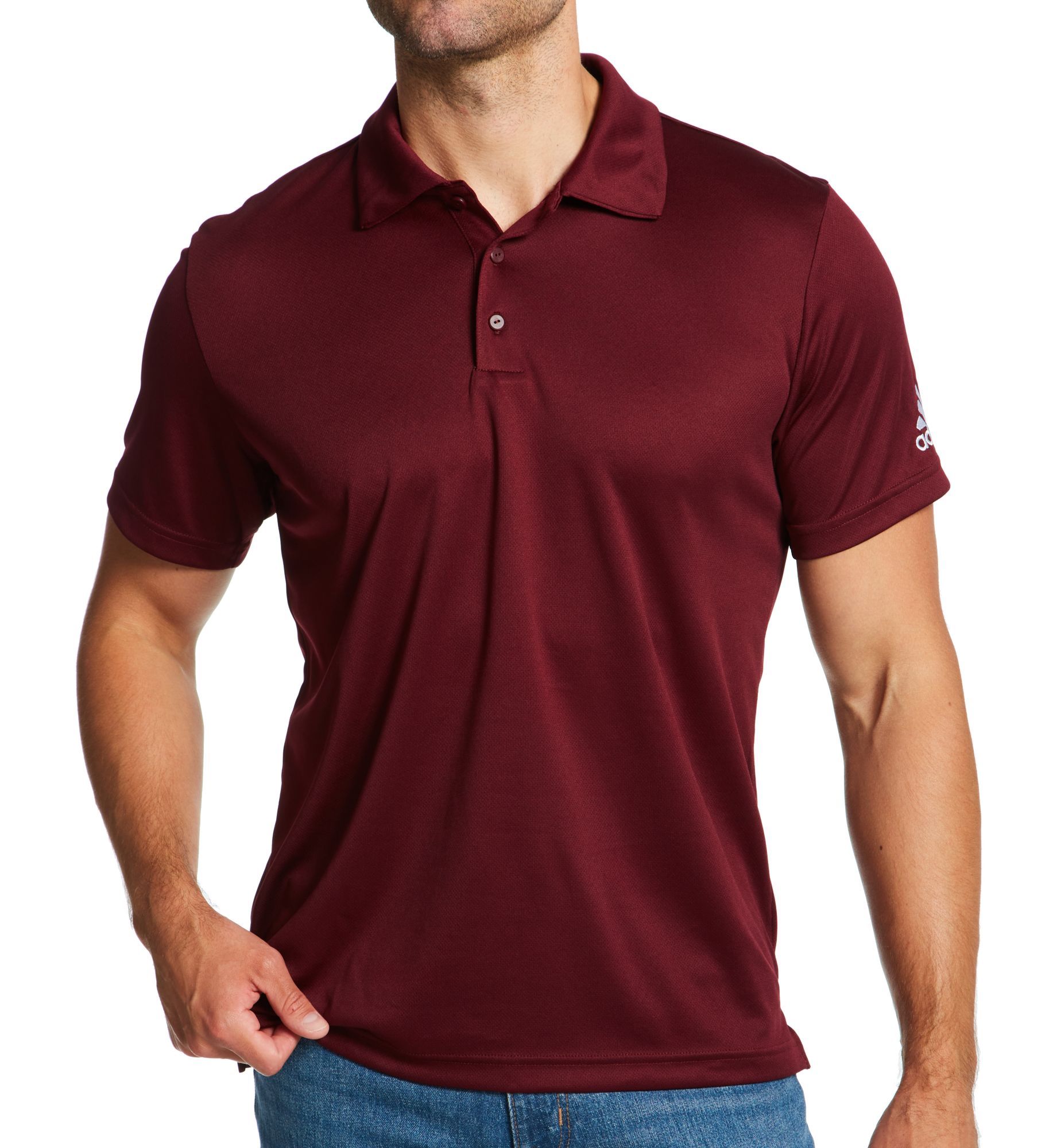 Adidas Climalite Relaxed Fit Grind Polo Shirt Maroon L  - Image 1