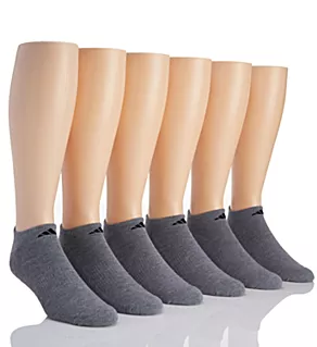 Extended Size Athletic No Show Socks - 6 Pack Heather Grey/Black XL
