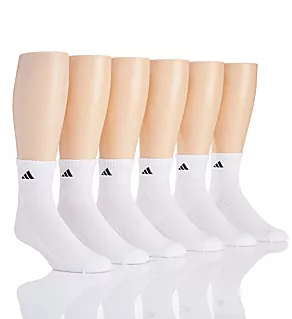 Extended Size Athletic Quarter Socks - 6 Pack White/Black XL