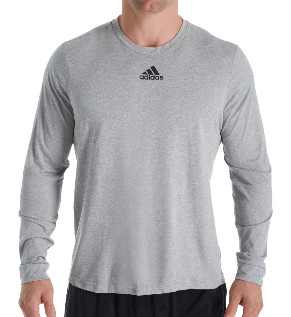 adidas Men's Grey Adi EQT Left Sleeve Logo Climalite Ultimate Tee Long  Sleeve T-Shirt