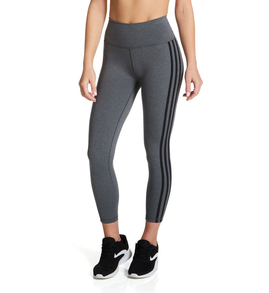 adidas Womens Lightweight High Rise 3-Stripe Mesh 7/8 Leggings (X-Large,  Black/White)