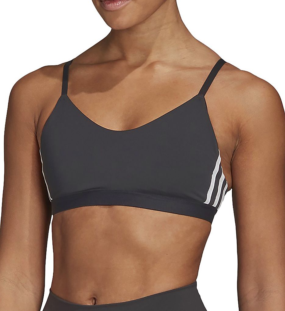 アディダス レディース ブラ adidas Women's All Me 3-Stripe Core Bra - Black All Me 3 Stripe Sports Bra