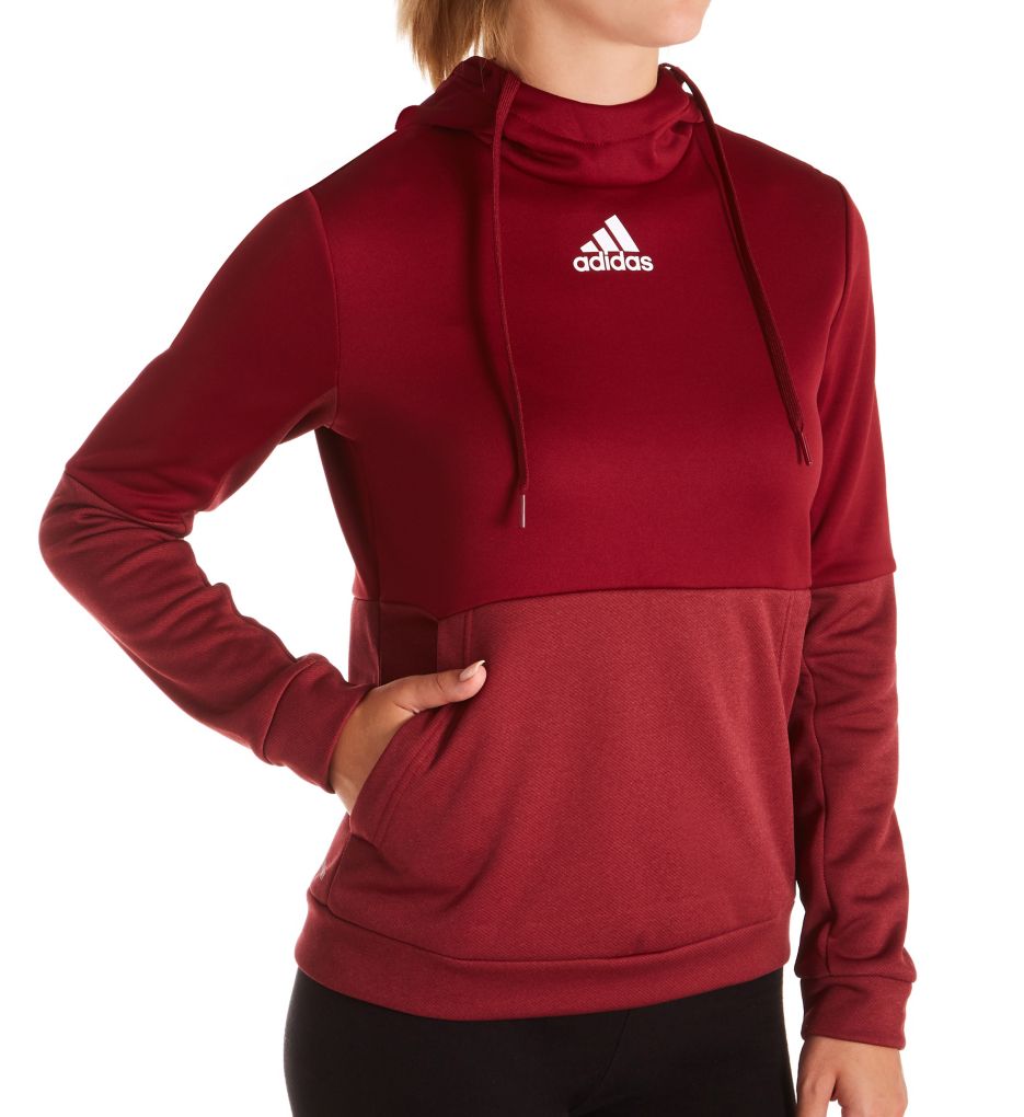 Adidas women's team issue fleece best sale pullover hoodie