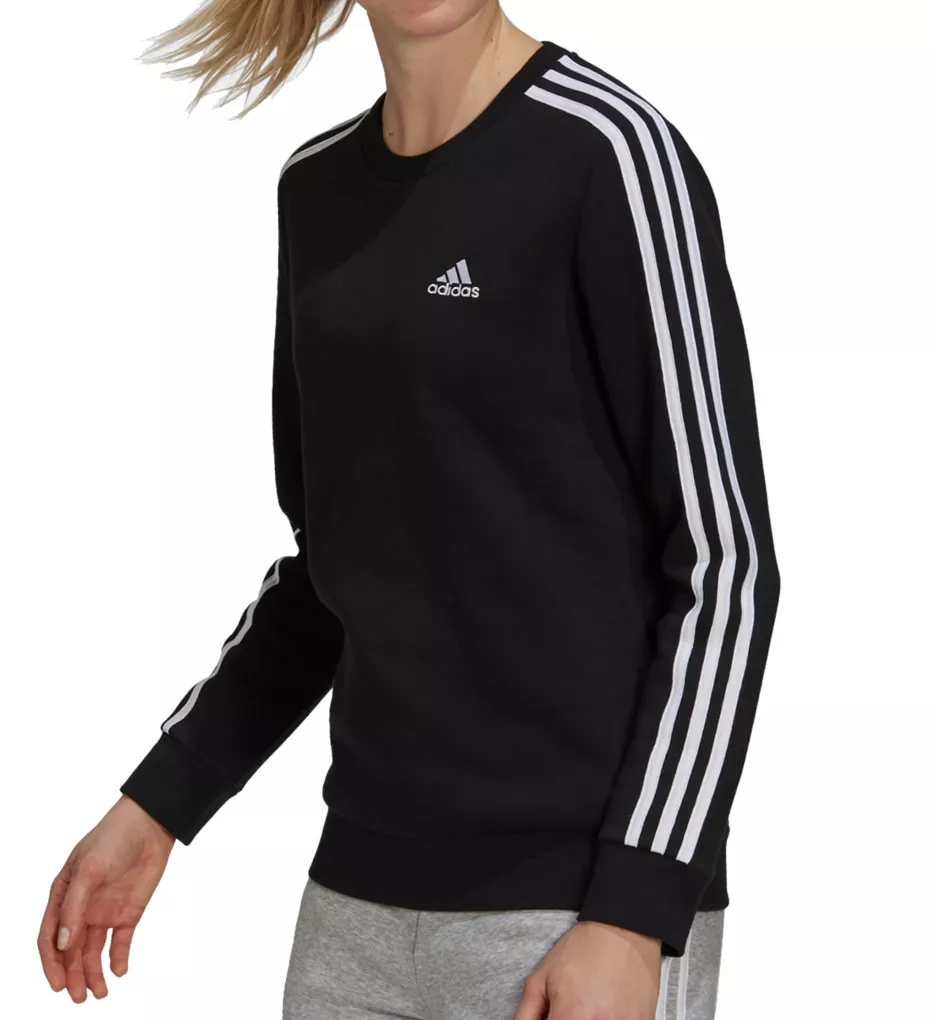 Essentials 3 Stripes Fleece Sweatshirt Black/White S