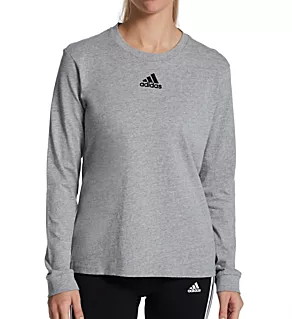 BOS Amplifier Cotton Long Sleeve Crew Neck Tee Medium Grey Heather M