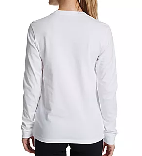 BOS Amplifier Cotton Long Sleeve Crew Neck Tee White M
