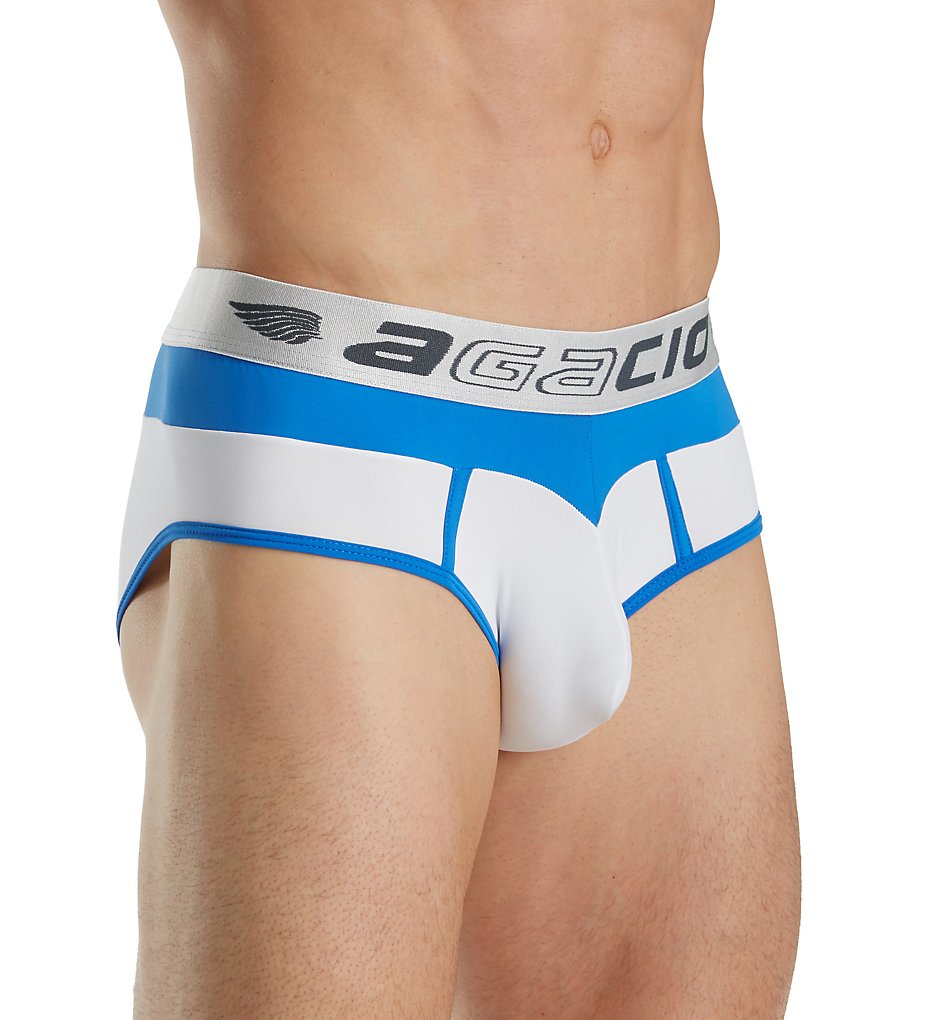 Agacio AGH009 Striking Large Pouch Briefs (White/Blue)