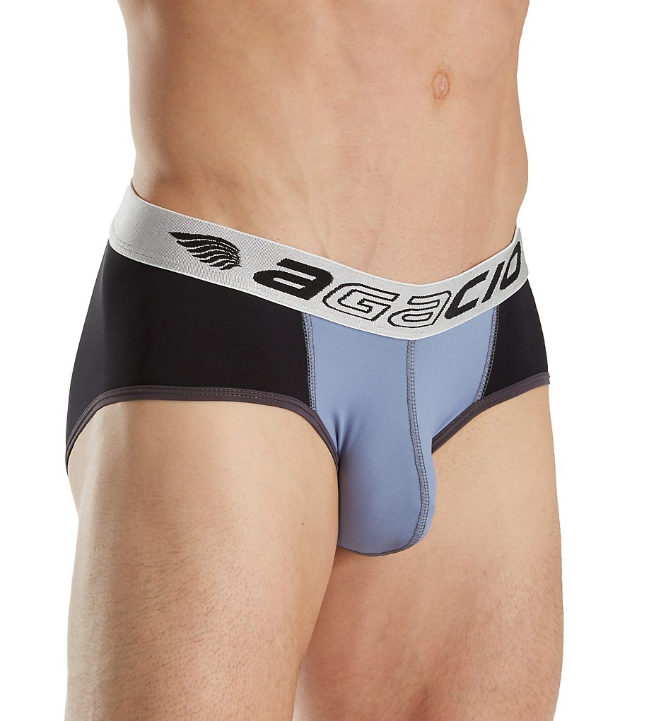 Agacio AGJ005 Sentimental Structure Bikini Briefs (Black/Lavender)