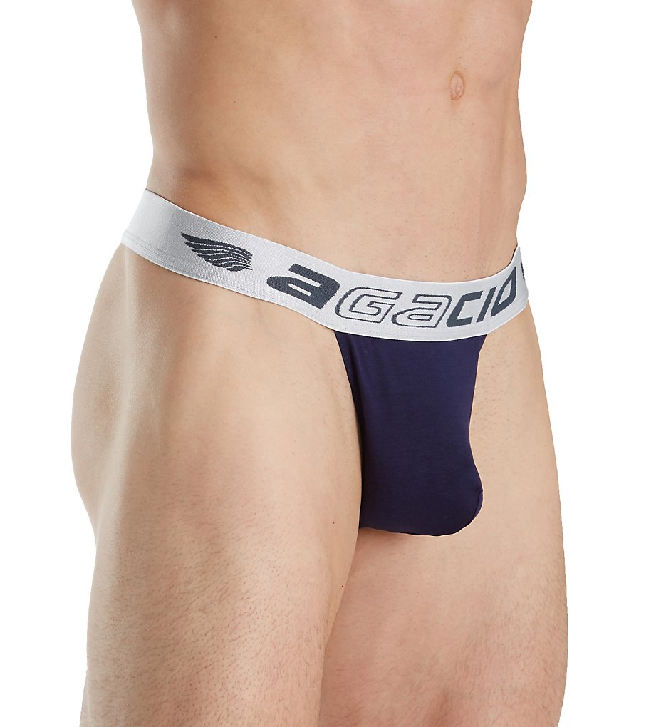 Agacio AGK003 Basics Low Rise Large Pouch Slip Thong (Navy)