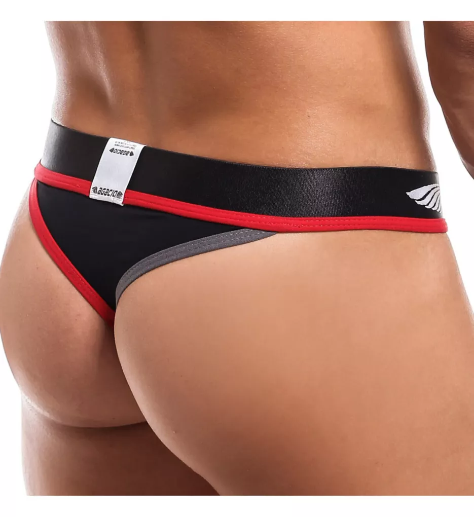 Two-Tone Stretch Thong BLK S