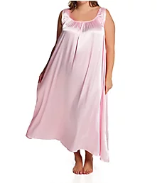 Plus Satin Banded Sleeve Long Gown Light Pink XL