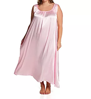 Plus Satin Banded Sleeve Long Gown Light Pink 2X
