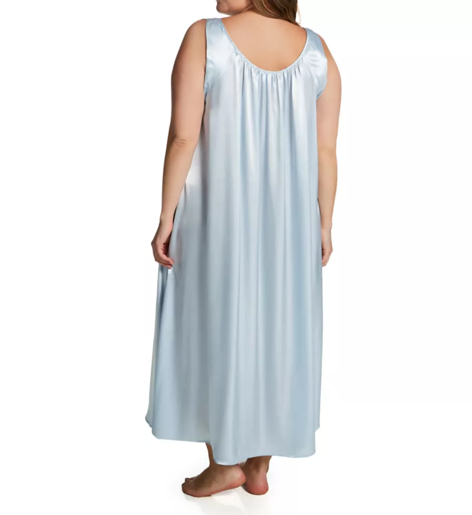 Plus Satin Banded Sleeve Long Gown Light Blue XL