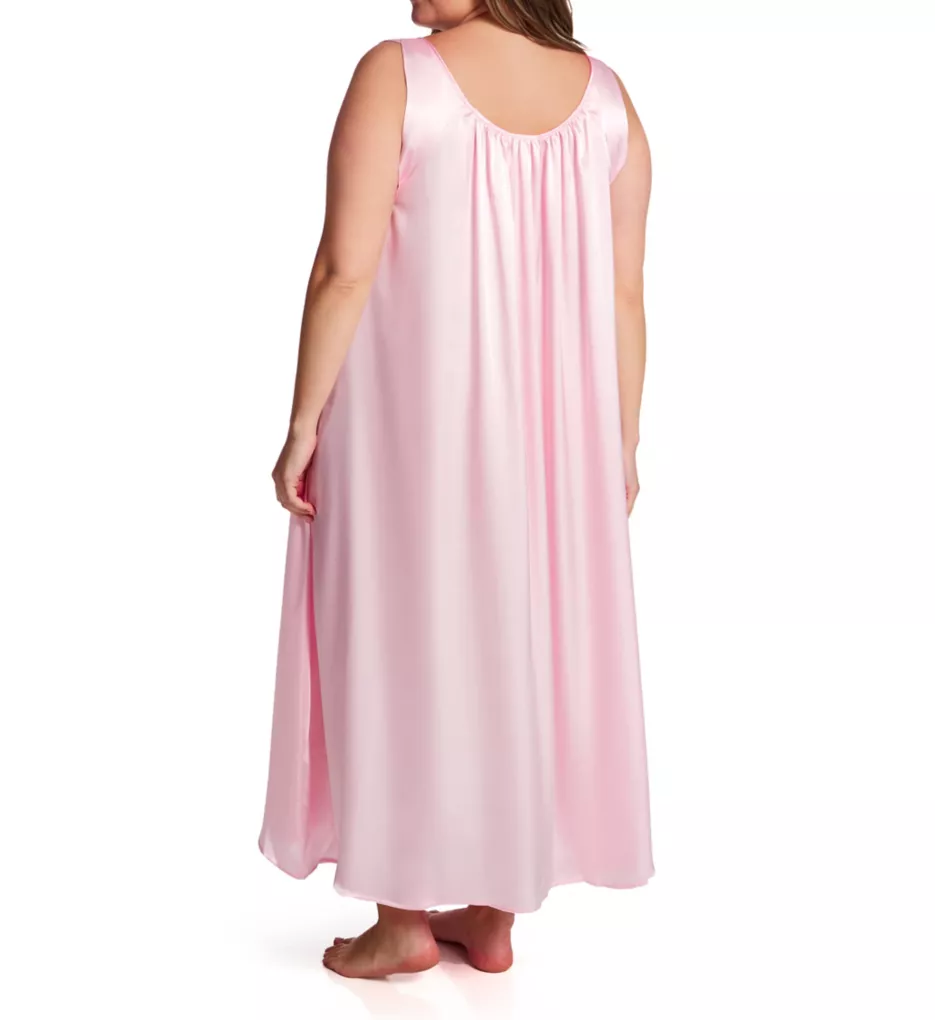 Plus Satin Banded Sleeve Long Gown Light Pink XL