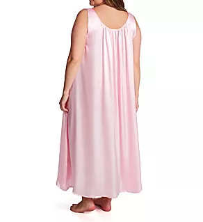 Plus Satin Banded Sleeve Long Gown Light Pink 2X