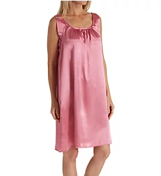 Satin Banded Sleeve Knee Length Gown Dusty Pink S