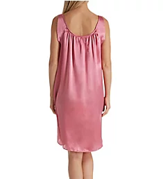 Satin Banded Sleeve Knee Length Gown Dusty Pink S