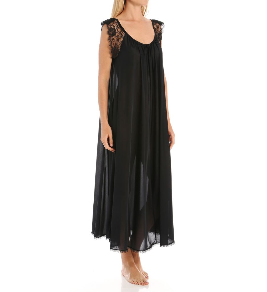 Lace Cap Sleeve Ankle Length Nightgown-acs