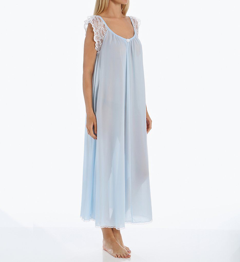 Lace Cap Sleeve Ankle Length Nightgown-acs