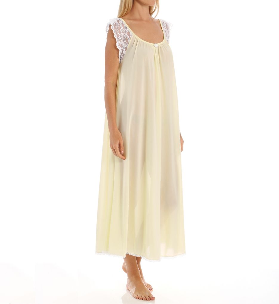 Lace Cap Sleeve Ankle Length Nightgown-acs