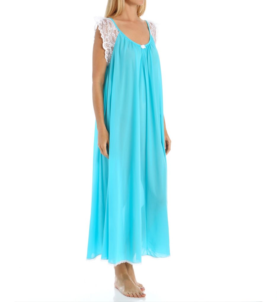 Lace Cap Sleeve Ankle Length Nightgown-acs