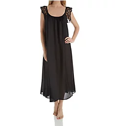Lace Cap Ankle Length Gown Black XS