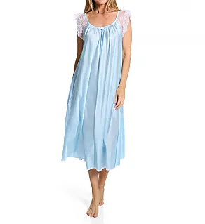 Lace Cap Ankle Length Gown Blue L