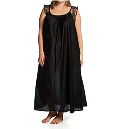 Plus Lace Cap Ankle Length Gown Black XL