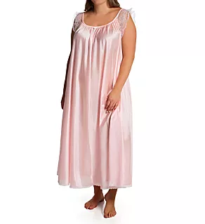 Plus Lace Cap Ankle Length Gown Light Pink 2X