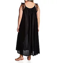 Plus Lace Cap Ankle Length Gown Black XL
