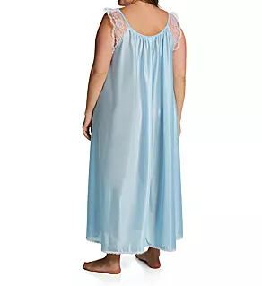Plus Lace Cap Ankle Length Gown Blue 2X