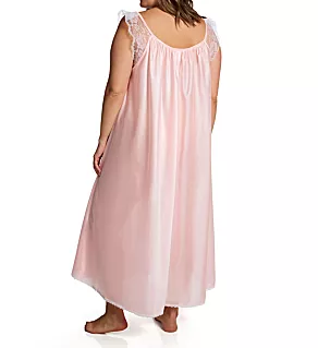 Plus Lace Cap Ankle Length Gown Light Pink 2X