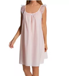 Short Sleeve with Lace Trim Cotton Gown Pink L