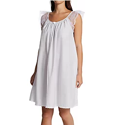Short Sleeve with Lace Trim Cotton Gown White XS
