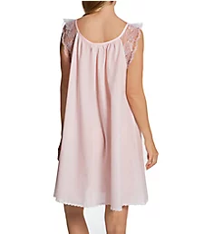 Short Sleeve with Lace Trim Cotton Gown Pink XS