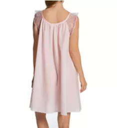 Short Sleeve with Lace Trim Cotton Gown Pink L