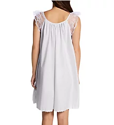 Short Sleeve with Lace Trim Cotton Gown White XS