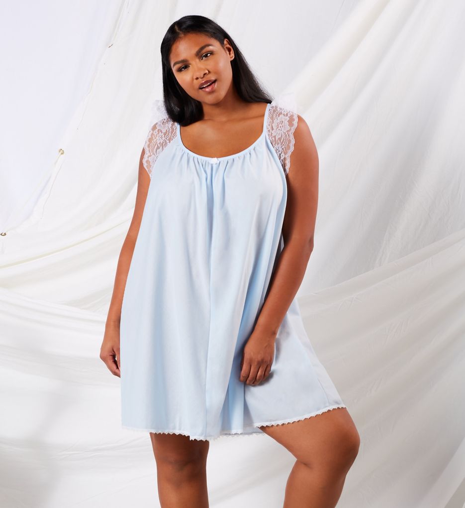 Short Sleeve with Lace Trim Cotton Gown-cs6