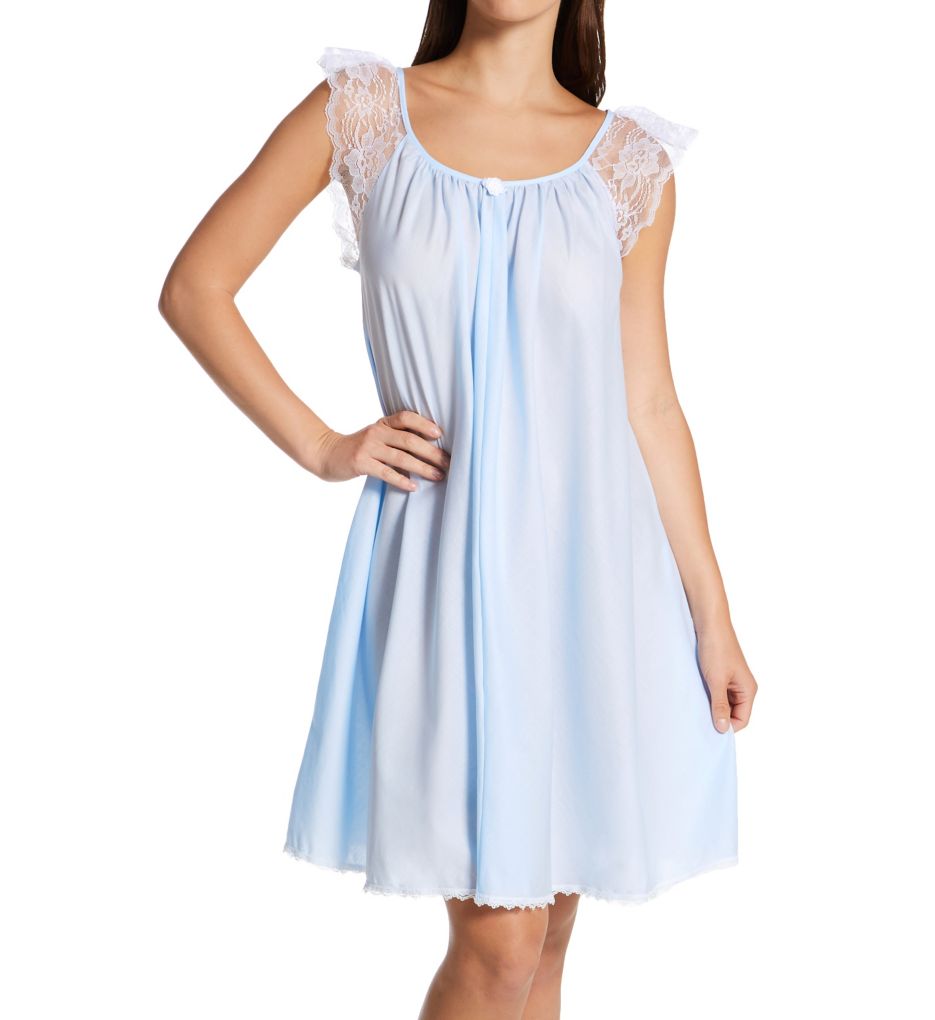 Short Sleeve with Lace Trim Cotton Gown-fs