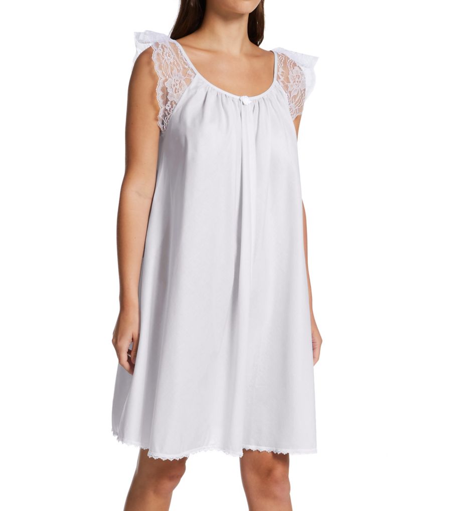 Short Sleeve with Lace Trim Cotton Gown-fs